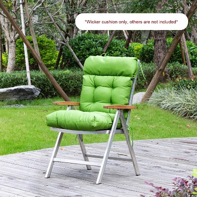 Kale Green High Back Wicker Tufted Outdoor Chair Cushion