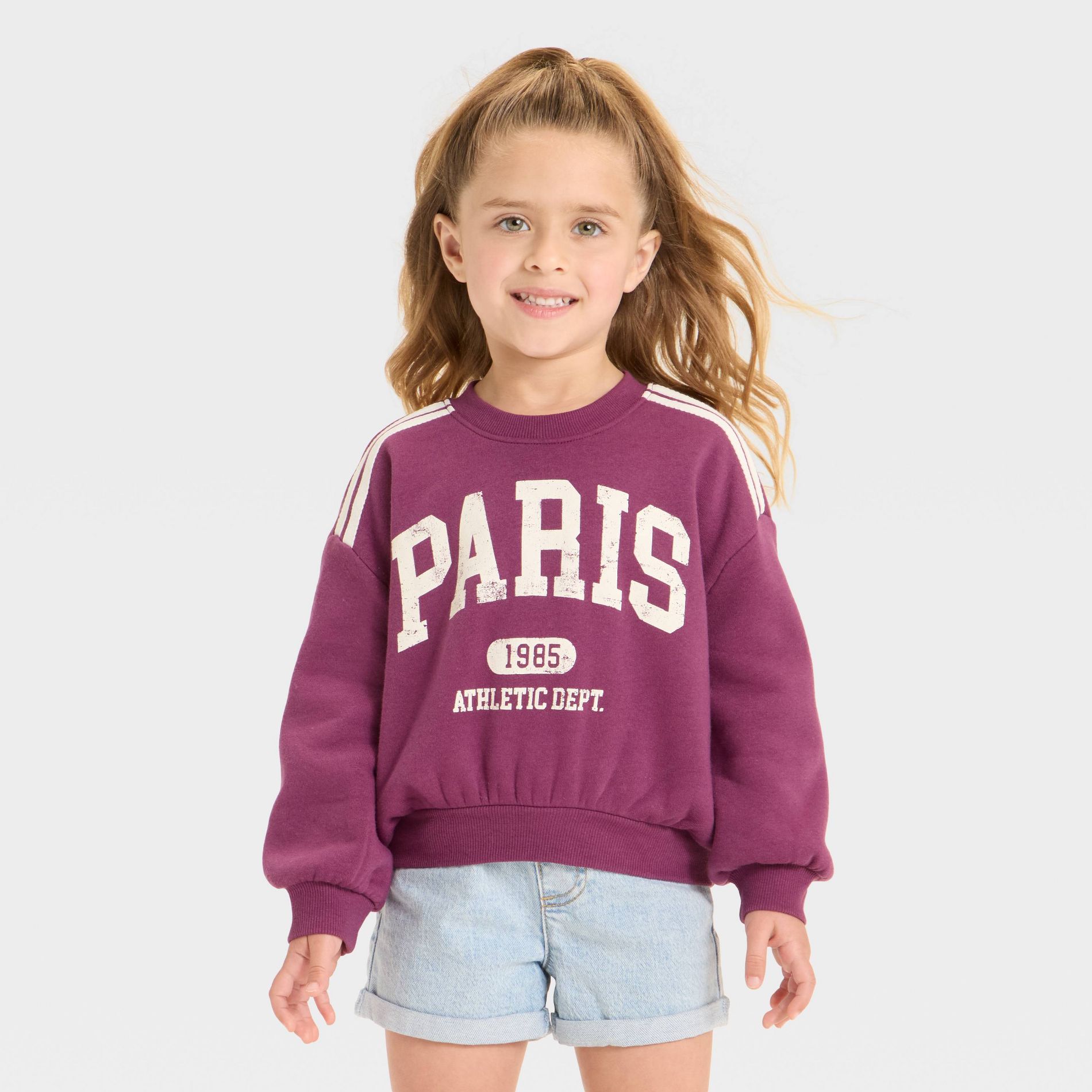 Grayson Mini Toddler Girls' Paris French Terry Crew Sweatshirt - Red 12M