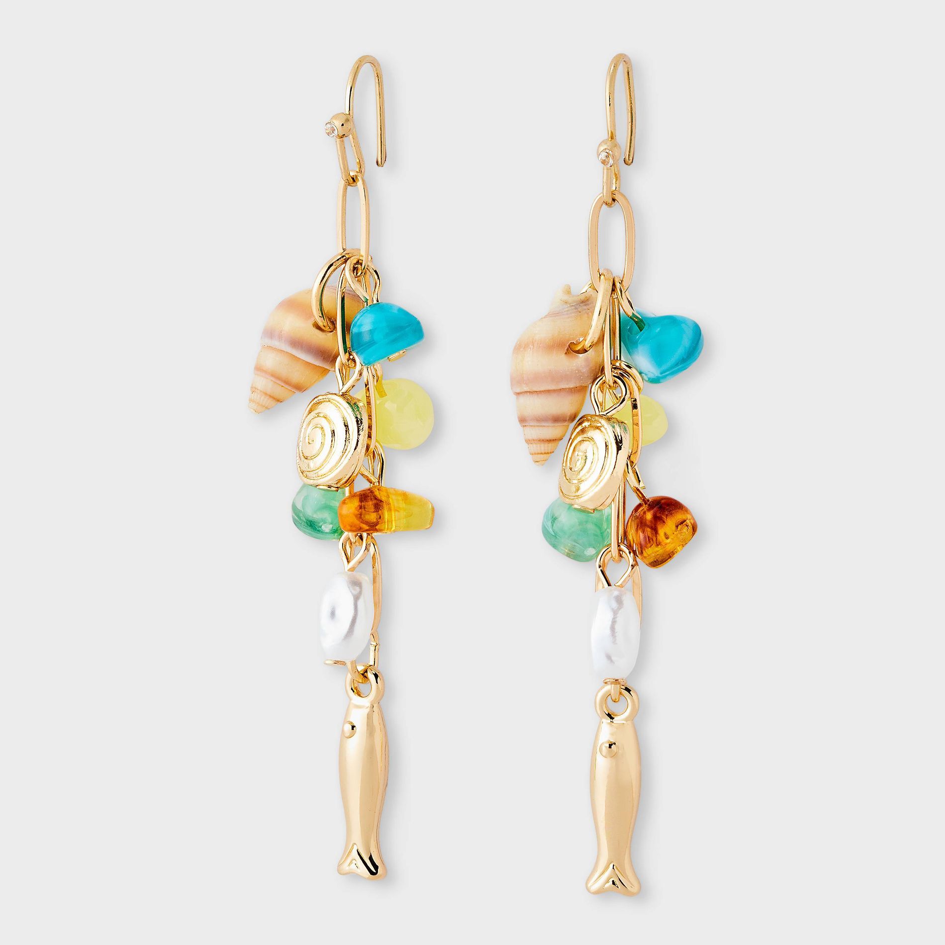 Shell and Fish Linear Drop Earring - Universal Thread™ Multicolor