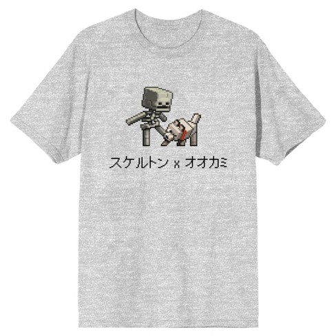 Minecraft Skeleton Skin And Dog Kanji Men S Athletic Heather T Shirt Target