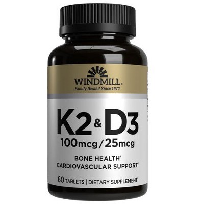WINDMILL VITAMIN K-2 100 MCG TABS W D-3 60 CT