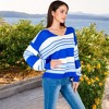 Anna-Kaci Women's Striped V-Neck Relaxed Knit Sweater - 3 of 4