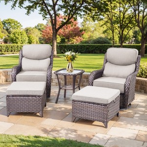 Outdoor Swivel Rocker Chair with 6 Inch Thick Cushion 2 in 1 Porch Glider Swivel Chair - Wicker Patio Furniture Patio Swivel Glider Seating - 1 of 4