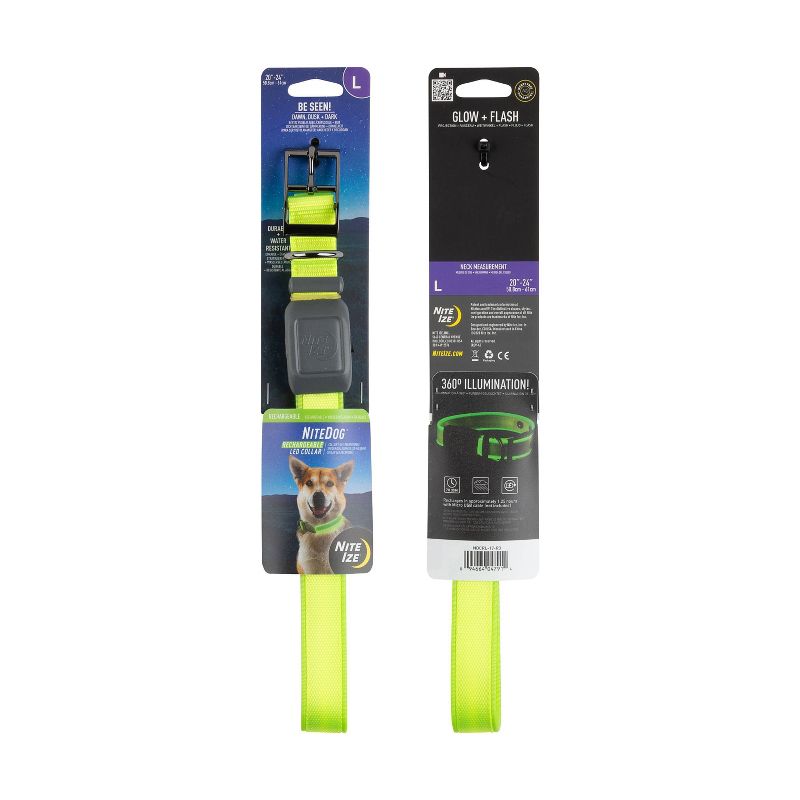 Nite Ize Nite Dog Rechargeable LED Dog Collar - L - Lime/Green, 4 of 10