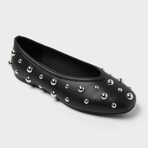 Women’s Sammie Studded Ballet Flats with Memory Foam Insole – A New day™ Black - 1 of 4