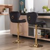 Kumasinova Set of 2 Tufted Velvet Counter Height Bar Stools – Adjustable Height, Swivel Bar Stools with Gold Base for Kitchen Island, Home Bar - 4 of 4