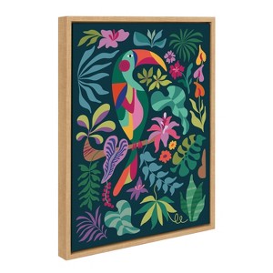 Kate & Laurel All Things Decor 18"x24" Sylvie Tropical Toucan Wall Art by Rachel Lee Natural: Mid-Century Modern Canvas - 1 of 4