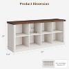 8 Cube Book Shelf, Rustic Farmhouse Wood Horizontal Bookshelf, Long Freestanding Bookcase Cabinet, 2-Tier Storage Organizer for Living Room, Entryway - 4 of 4