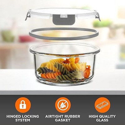 24-Piece Gray Glass Meal Prep Storage Set with Flip Top Lids