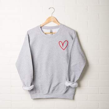 Simply Sage Market Women's Graphic Sweatshirt Embroidered Hand Drawn Heart
