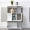 Vynxaria Modern Staggered 3-Shelf Manor Bookcase Sleek Design, Room-Adaptable, White - 4 of 4