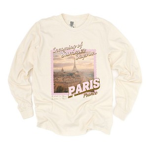 Simply Sage Market Women's Dreaming Of Paris Long Sleeve Garment Dyed Tee - 1 of 4