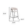 HomeRoots Set of Two 26" Cream and Black Faux Shearling and Steel Low Back Counter Height Bar Chairs - 3 of 4