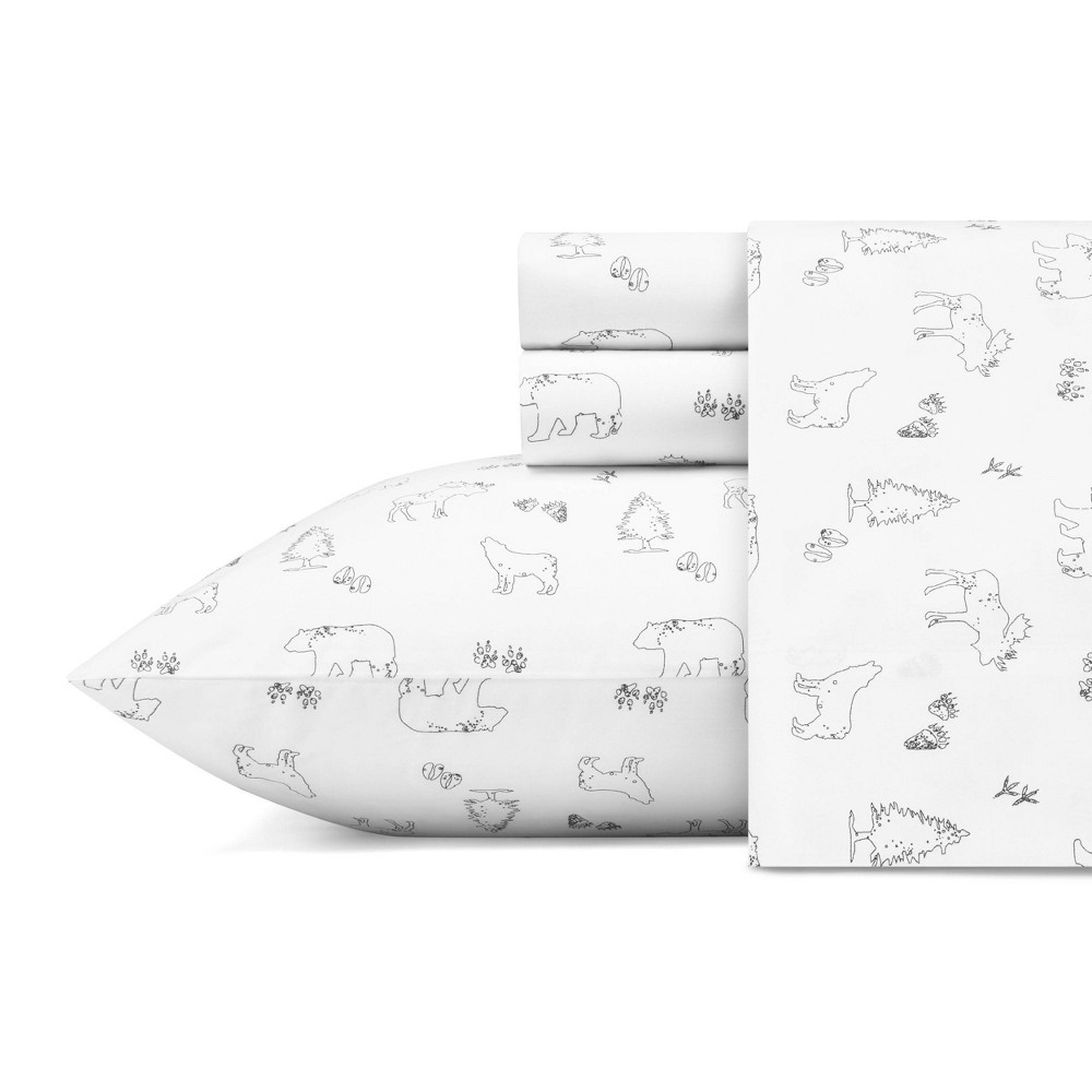 Photos - Bed Linen Eddie Bauer Queen Printed Pattern Percale Cotton Sheet Set Animal Tracks  