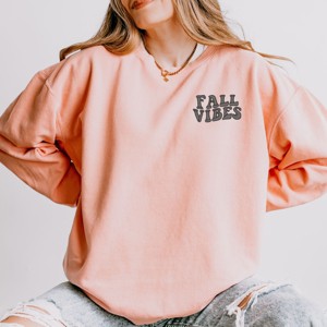 Simply Sage Market Embroidered Fall Vibes Retro Lightweight Garment Dyed Sweatshirt - 1 of 4