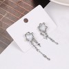 Aesthetic Silver Glitter Flower Tassel Star Earrings for Women Gothic Love Heart Crystal Dangle Drop Earrings Y2k Jewelry - 2 of 4