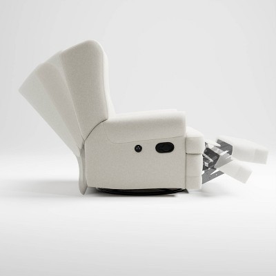 Ivory Swivel Recliner with Metal Base and USB Ports