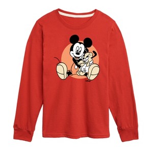 Boys' - Disney - Mickey Mouse Hugs His Puppy Long Sleeve Graphic T-Shirt - 1 of 4