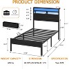 Furnulem Twin Bed Frames with Charging Station and LED Lights Wood Headboard with 2 Fabric Drawers and Storage Shelves Platform Bed with Metal Slats - 3 of 4