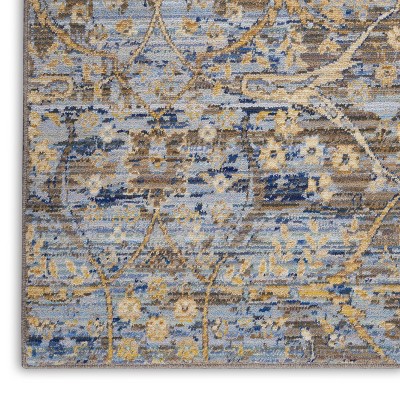 Majestic Vintage Medallion Beige & Blue Wool Blend Area Rug