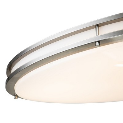 Sleek 32.5" Brushed Nickel LED Oval Flush Mount with Acrylic Shade