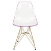 LeisureMod Cresco Modern Acrylic Dining Chairs (Set of 4) – Eiffel Gold Chrome Base, Stylish Accent Chairs for Contemporary Dining Rooms & Kitchens - 3 of 4