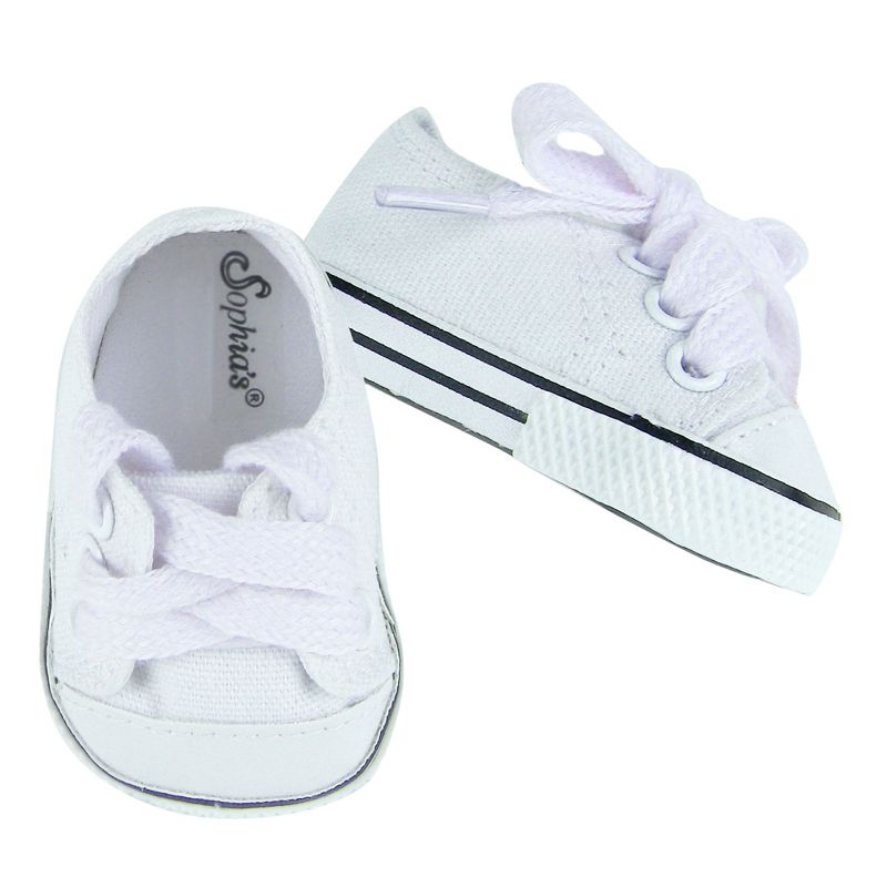 Sophia’s White Canvas Sneaker Shoes with Laces for 18" Dolls, 5 of 7