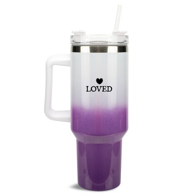 100 North Loved Heart Thinking of You Always Wrap-Around 40 Oz. Stainless Steel Water Bottle Coffee Mug, Spill & Leak Resistant, Travel Tumbler with
