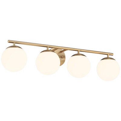 Soft Gold 33" Modern Wall Light with Frosted Globe Shades