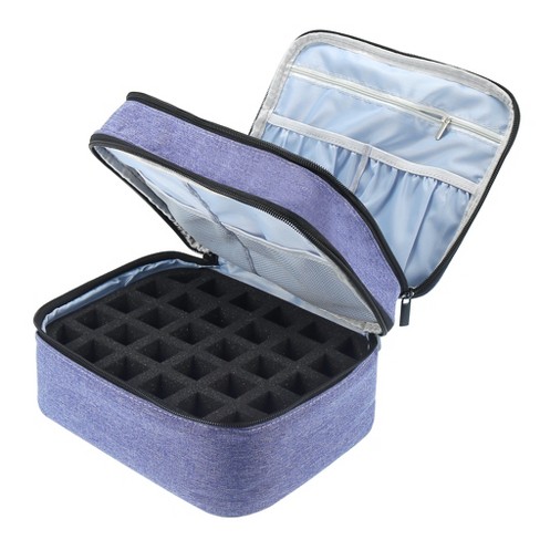 Unique Bargains Nail Storage Bag Gel Polish 30 Bottles Double-layer Nail  Organizer Case Purple