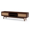 MAYEERTY Dark Walnut 65" Mid Century Modern TV Stand, Boho Console with Cable Management - Living Room - 4 of 4