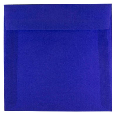 JAM Paper 6.5x6.5 Square Translucent Vellum Invitation Envelopes Primary Blue PACV527