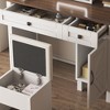 NicBex Vanity Desk with Mirror and Lights Farmhouse Makeup Vanity with Sliding LED Mirror and Charging Socket Multilayer Storage Shelves, White - 3 of 4