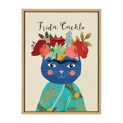 18" x 24" Sylvie Frida Cathlo Framed Canvas Wall Art by Mia Charro Natural - DesignOvation