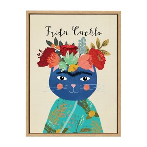 18" x 24" Sylvie Frida Cathlo Framed Canvas Wall Art by Mia Charro Natural: DesignOvation, Vibrant Animal Decor - 1 of 4