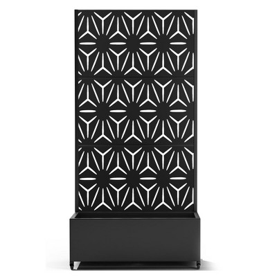 TUYOHW Metal Planter Box with Trellis, Metal Raised Garden Bed with Trellis, Garden Box for Climbing Plants, Flower
