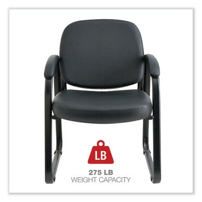 Sleek Black Fabric Half-Back Guest Chair with Metal Sled Base