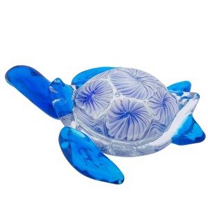 Beachcombers Blue/White Turtle Glass Art - 1 of 2