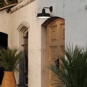 VAXCEL Hammond Steel 1 Light LED Compatible Dusk to Dawn Matte Black and White Industrial Outdoor Wall Lantern - 1 of 4