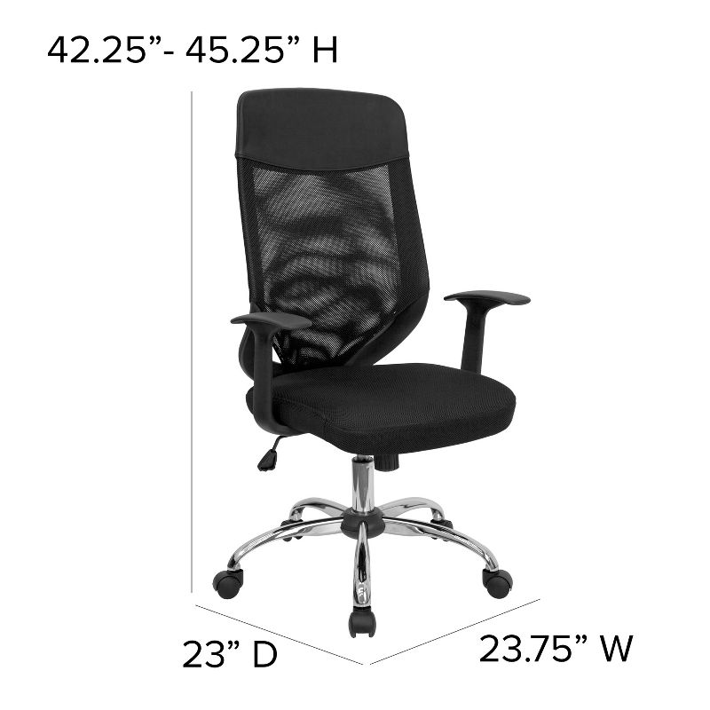 Flash Furniture High Back Black Mesh Executive Swivel Office Chair with Arms, 4 of 12