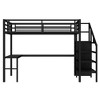 Okak Loft Bed with L-Shaped Desk ,Space-Saving Metal Loft Beds with LED Lights,High Loft Bed with Wardrobe for Kids,Teens,Adults - 4 of 4