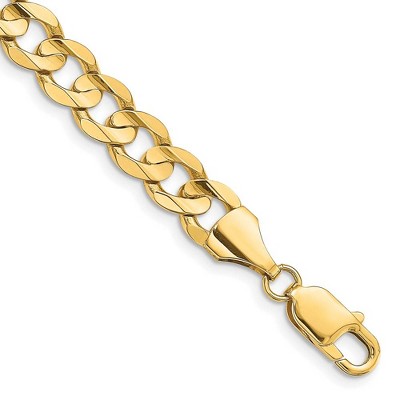 Black Bow Jewelry Men's 8.5mm 14K Yellow Gold Open Concave Solid Curb Chain Bracelet