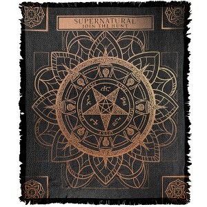 Supernatural Pentagram And Title Blanket 50"x60" Woven Tapestry - 1 of 4
