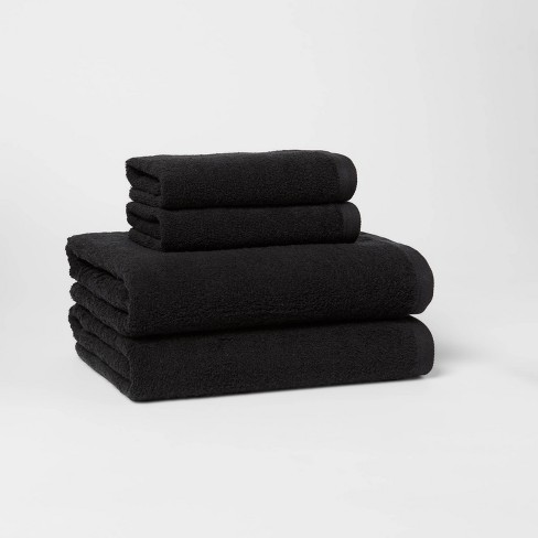 4pc Antimicrobial Assorted Bath And Hand Towel Set Black - Room