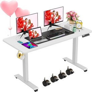 Homdox Origin Series Elec. Standing Mobile Home Office Desk 55" × 24" Ergonomic Computer Desk w/4 Preset Heights (Wheels additional 2.5" high) - 1 of 4