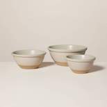 3pc Stoneware Mixing/Serving Bowl Set Warm Gray - Hearth & Hand™ with Magnolia
