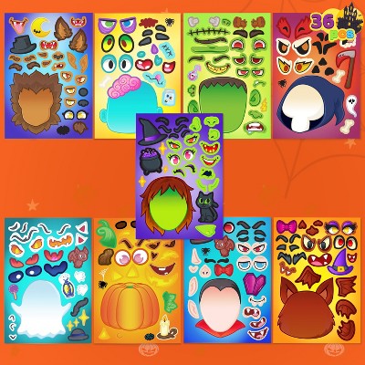 Joyfy 36Pcs Halloween Craft Stickers, Make a Face Stickers Kids Halloween Party Favor DIY Craft Supplies, Classroom Activities Supplies