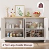 Rattan Buffet Cabinet, Accent Storage Cabinet with 4 Doors and Shelf, Sideboard Buffet Cabinet with Storage, Modern Console Coffee Bar Cabinet - 3 of 4