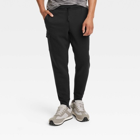 Men's Cotton Fleece Cargo Jogger Pants - All in Motion™ Black S