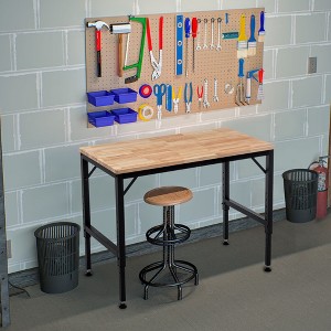 Okak 48/60IN Industrail Heavy-Duty Standing Desk, Adjustable Computer Desk with Rubber Pads/Wheels, Office Desk for Living Room, Study, Office - 1 of 4